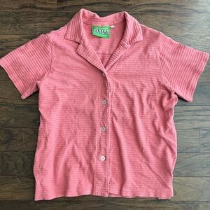 Big Bud Press Pantry Button-Up HONEYCOMB Pink Short Sleeve Shirt normcore